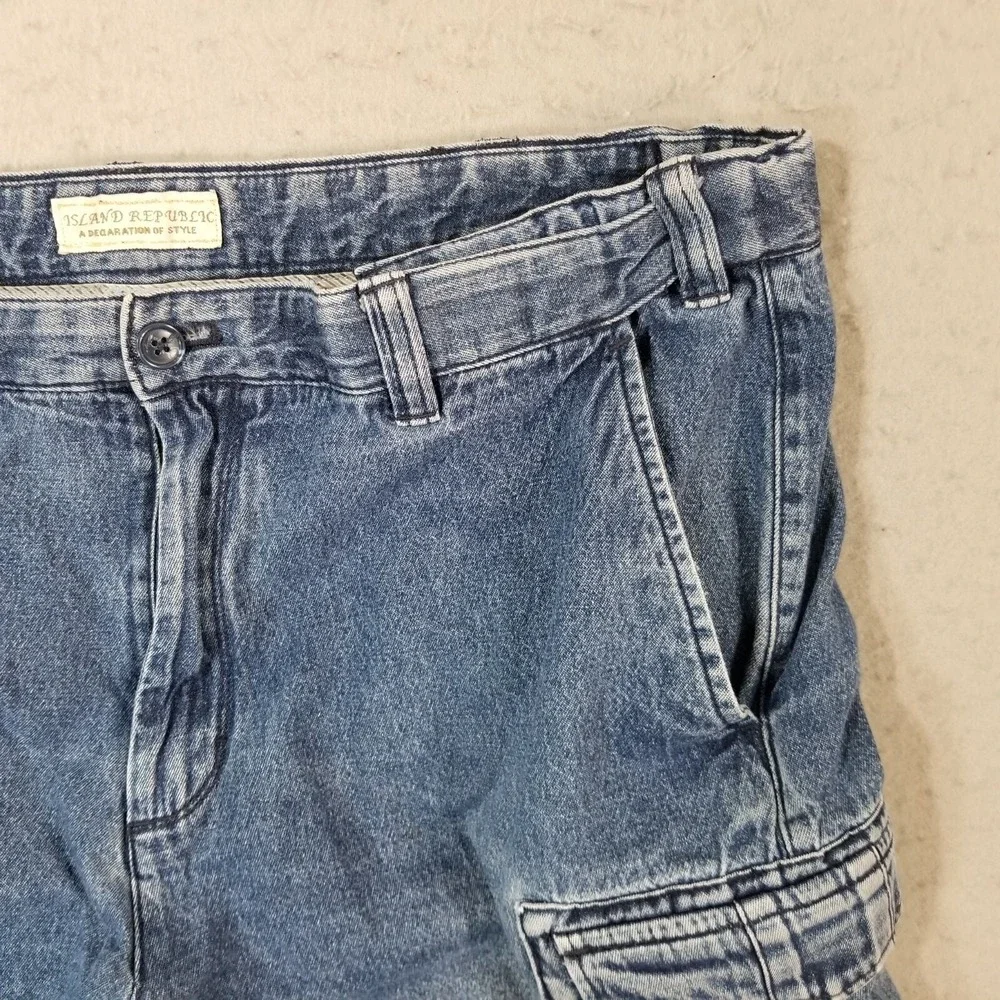 Island Republic cargo hiking shorts men's 38x9 Comfort waist blue denim outdoor‎